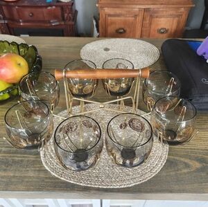 Mid century Roly Poly Rock glasses set